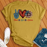 Peace Love America T-Shirt Image